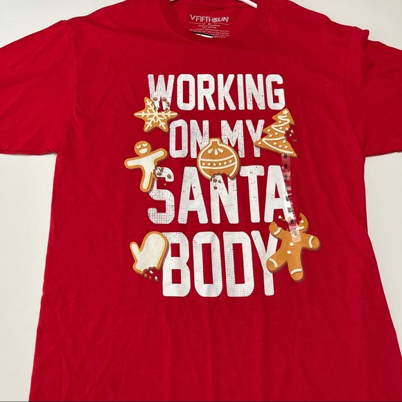 NWT Working On My Santa Body Christmas T-Shirt M - Picture 3 of 5
